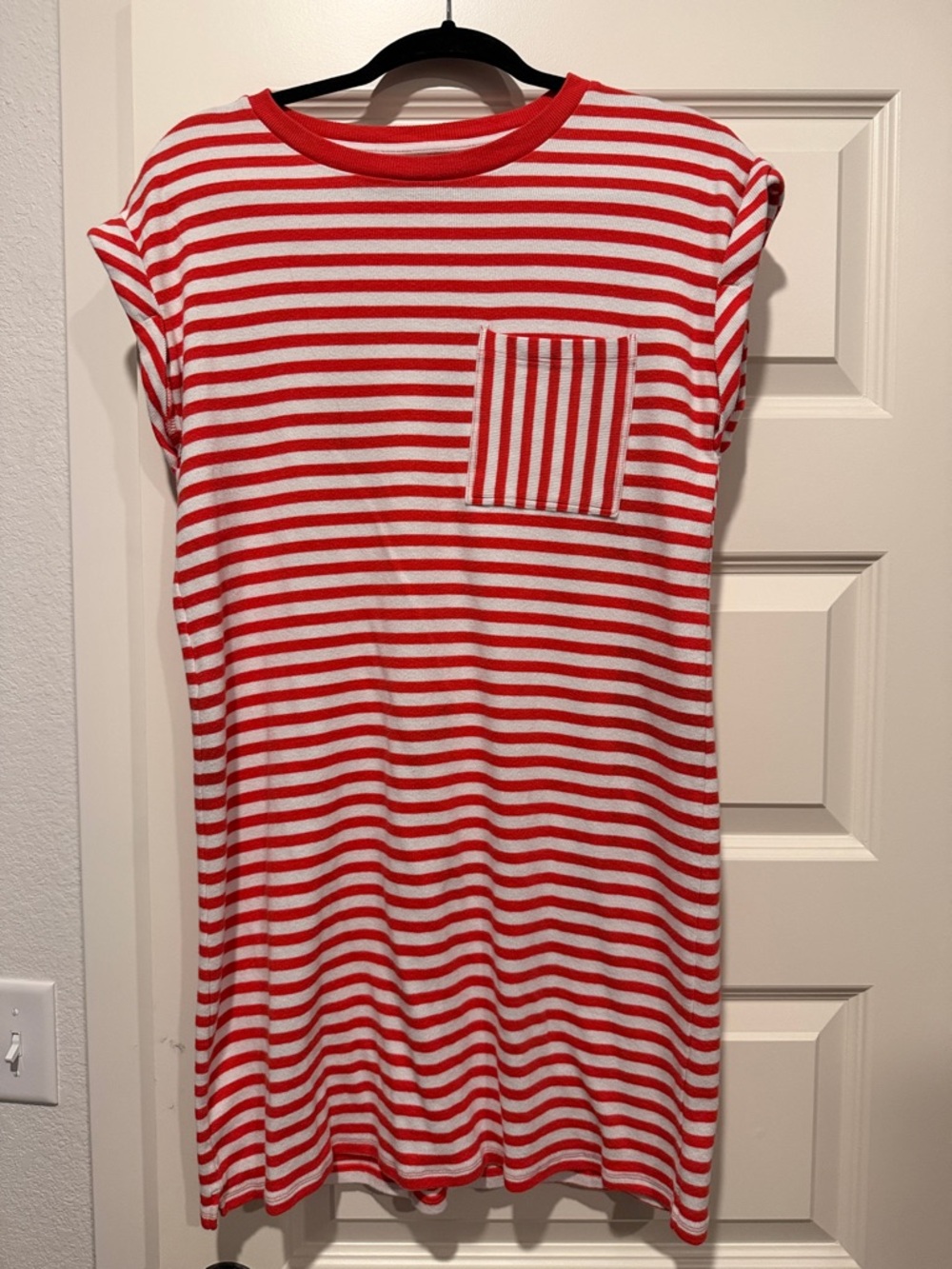 Sonoma Red and White Striped Pocket T-Shirt Dress